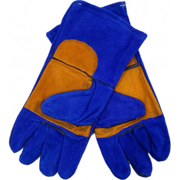 Перчатки сварщика замш длин (КРАГИ СИНИЕ)-1