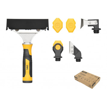 Шпатель DL365108 скребок многофункциональный 6-в-1 прорезиненная рукоятка Deli