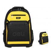 Рюкзак DL586122 для инструментов с жестким пластиковым дном 350х200х470мм, 3 отделения, 10 карм Deli