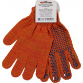Перчатки рабочие х/б «ЛЮКС», 10 класс, 5 нитей, с ПВХ точкой, оранжевые (бирка-хедер)