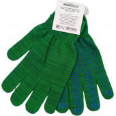 Перчатки рабочие х/б «ЛЮКС», 10 класс, 5 нитей, с ПВХ точкой, зелёные (бирка-хедер)
