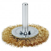 Щётка DH-GSS050-E4 дисковая прямая для дрели 50мм, латунированная, толщина проволоки 0,3мм,Deli
