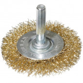 Щётка DH-GSS075-E4 дисковая прямая для дрели 75мм, латунированная, толщина проволоки 0,3мм,Deli