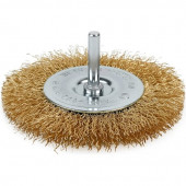 Щётка DH-GSS100-E4 дисковая прямая для дрели 100мм, латунированная, толщина проволоки 0,3мм,Deli