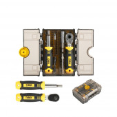 Н-р DL250078 бит и торцевых головок с отверткой, ключем-трещоткой и пинцетом 78-в-1 Deli (61 бита 