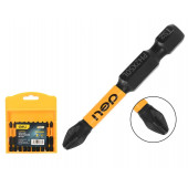 Бита TORSION PH2x50мм 10шт с противоскользящими насечками сталь S2, пласт.кейс DL251050K Deli