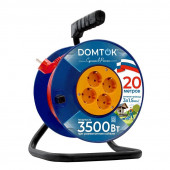 Удлинитель силовой на катушке ТМ DOMTOK (4гн., 3,5кВт, без заземления, 20м (2х1,5)
