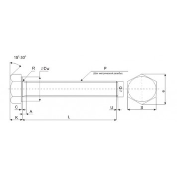 Болт шестигранный 16х80 мм, уп 20шт.-1