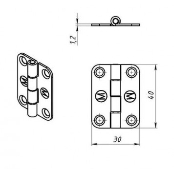 Петля карточная 30х40 цинк-2