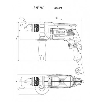 Дрель SBE 650 ударная 650 Вт, ключевой патрон 13 мм (600671000) METABO-3