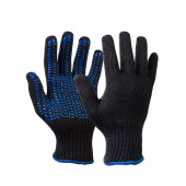 Перчатки 5Н х/б черные с ПВХ протектером