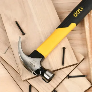 Молоток DL5002F гвоздодер 450гр, магнит, противоскользящий боек, фиберглассовая рукоять Deli-2