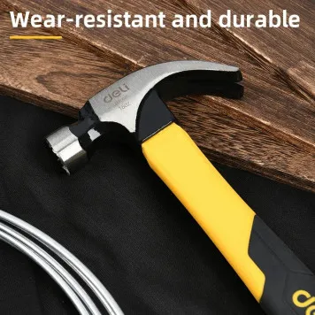 Молоток DL5002F гвоздодер 450гр, магнит, противоскользящий боек, фиберглассовая рукоять Deli-6