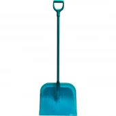 Лопата для уборки снега Кристалл 475х400х1430мм поликарбонат, бирюзовая, алюминиевый черенок