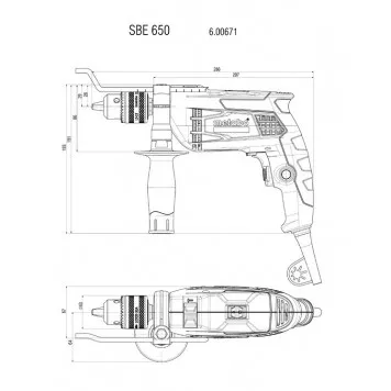 Дрель SBE 650 ударная 650 Вт, ключевой патрон 13 мм (600671000) METABO-3